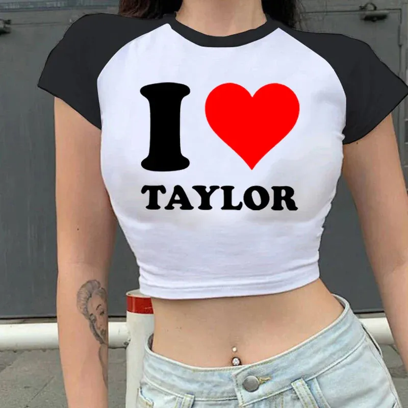 2000s Y2k 1989 Crop Top I Love Taylor Fairy Grunge Crop Top