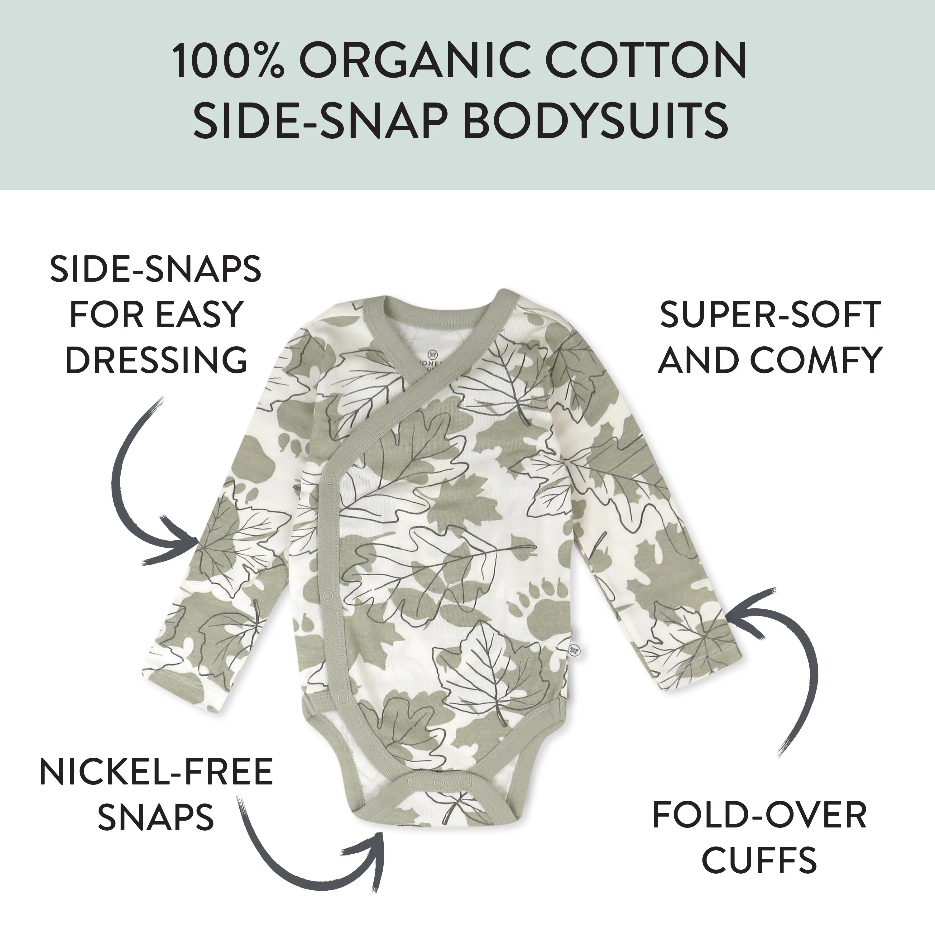 3-Pack Organic Cotton Long Sleeve Side-Snap Bodysuits