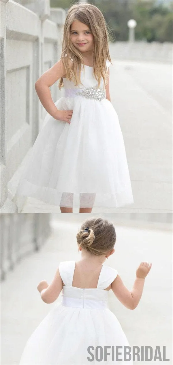 A-line Sleeveless Square  Neck Tea-Length Flower Girl Dresses, FG0108