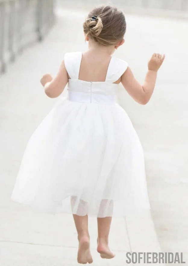 A-line Sleeveless Square  Neck Tea-Length Flower Girl Dresses, FG0108