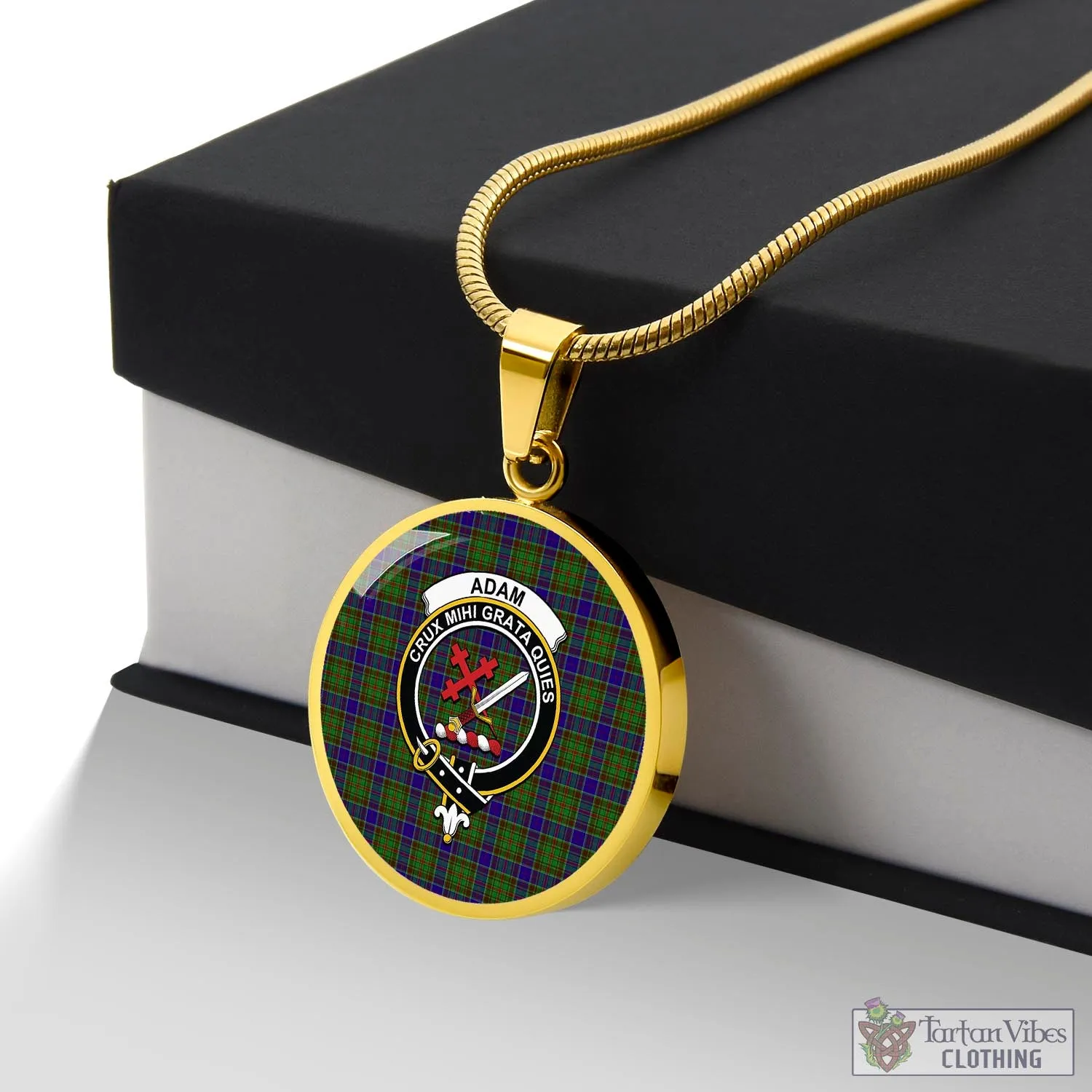 Adam Tartan Circle Necklace with Family Crest