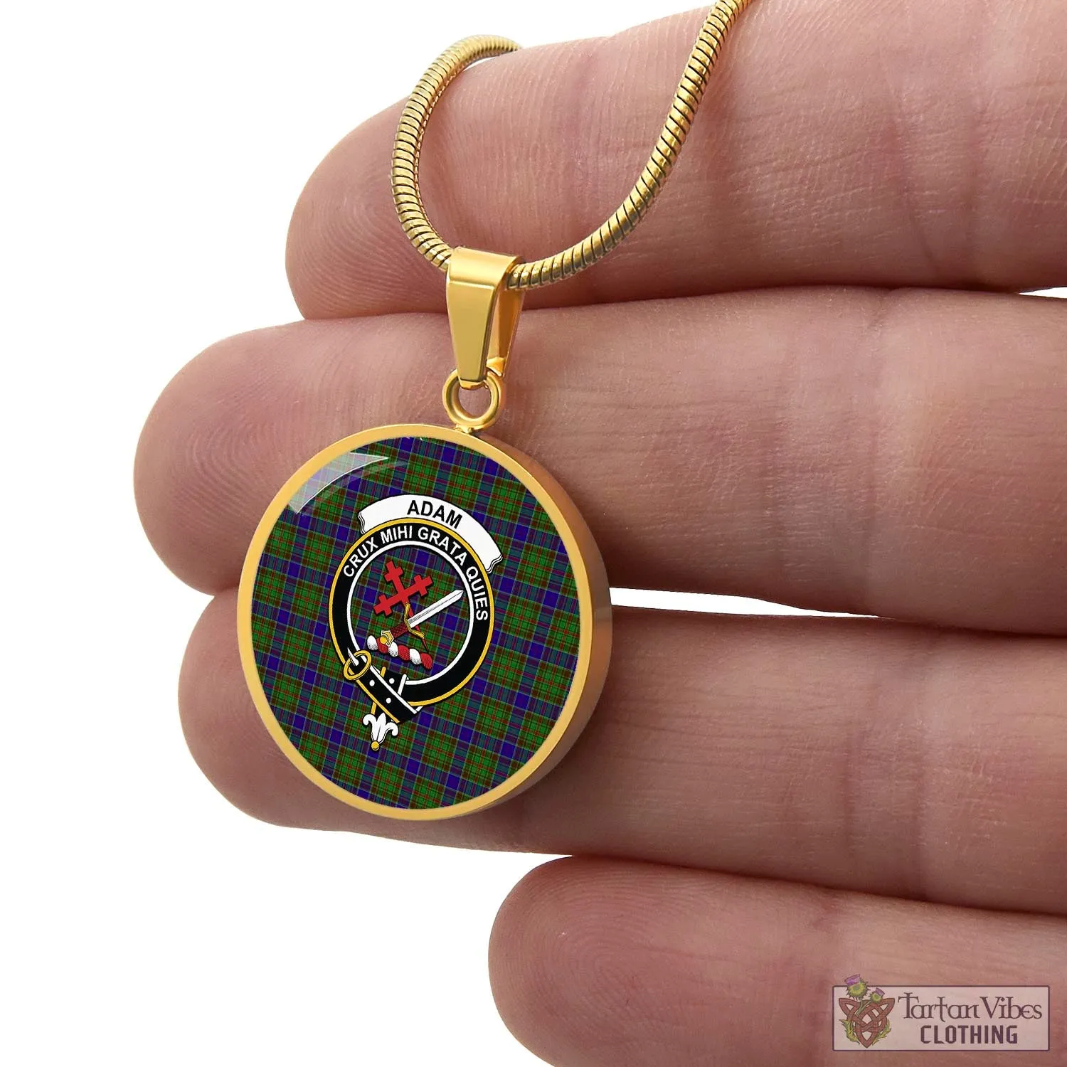 Adam Tartan Circle Necklace with Family Crest