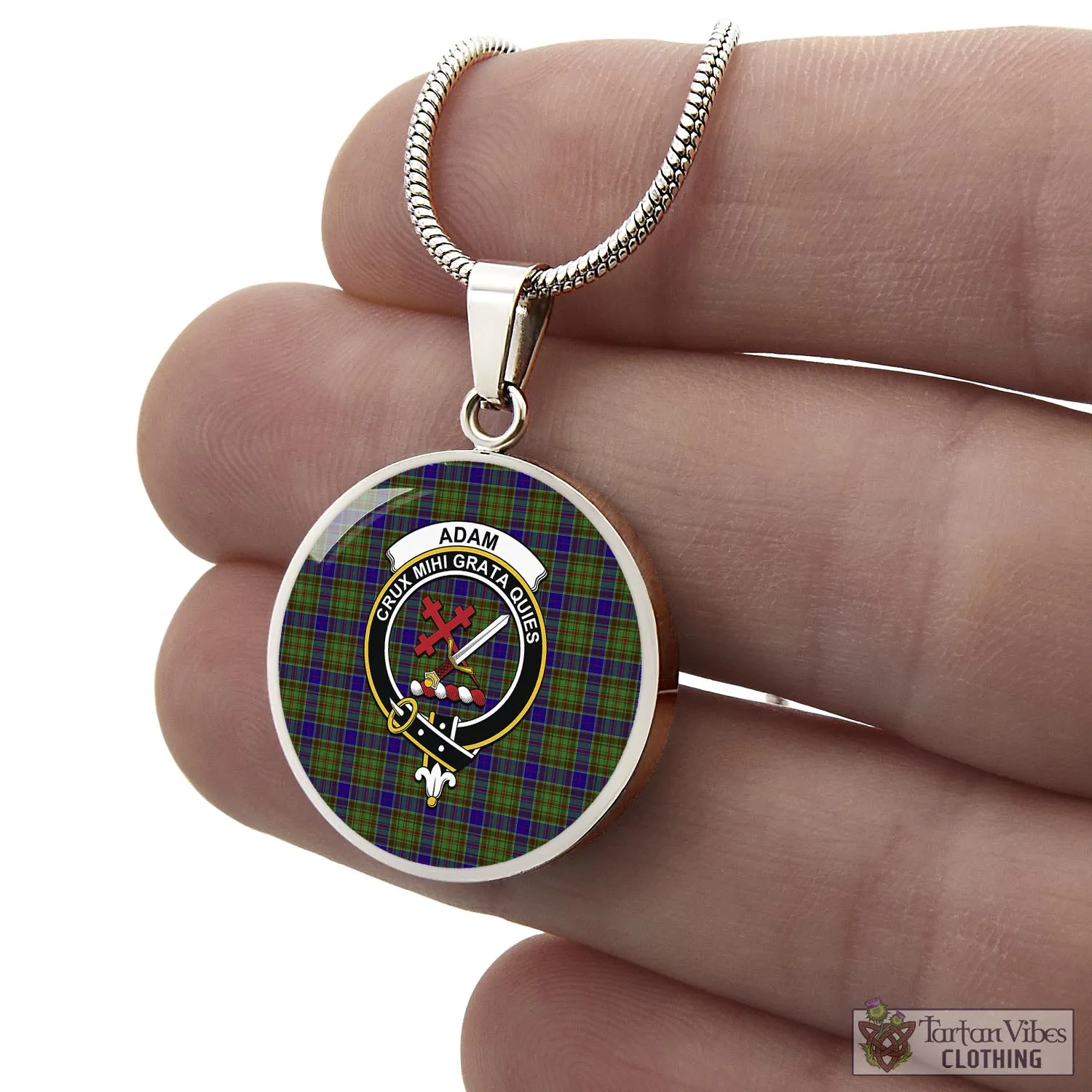 Adam Tartan Circle Necklace with Family Crest