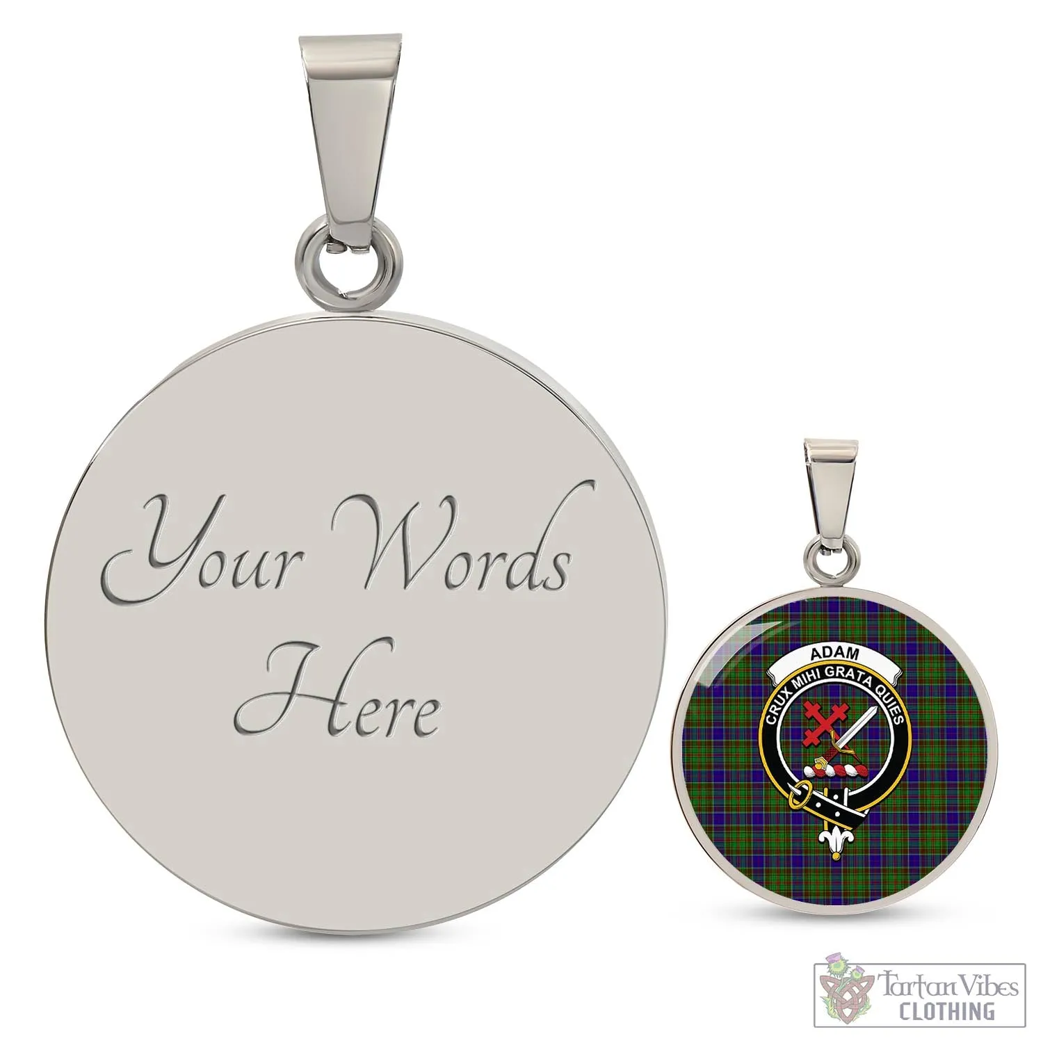 Adam Tartan Circle Necklace with Family Crest