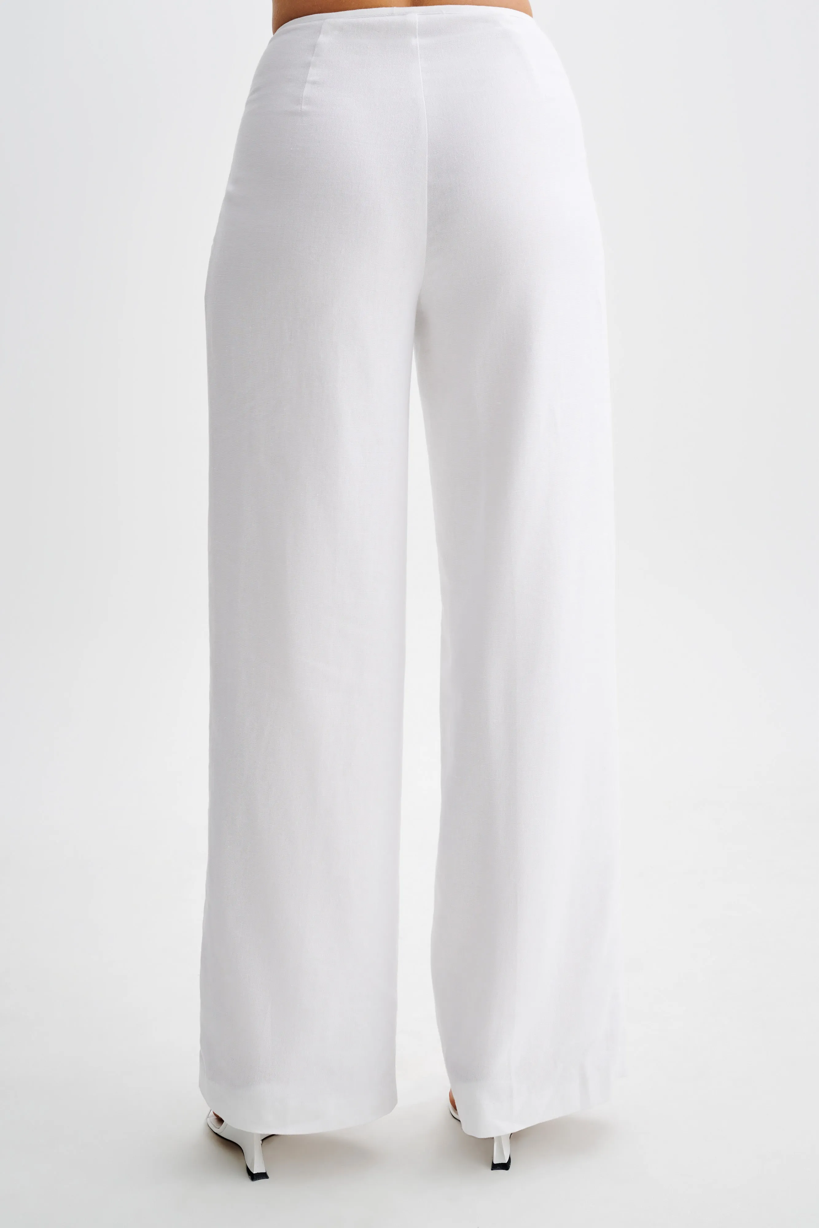 Adrina Straight Leg Linen Pant - White