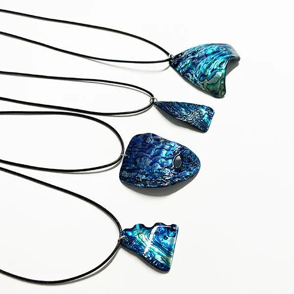 Affordable Paua Freeform Necklace on Cord with Clasp