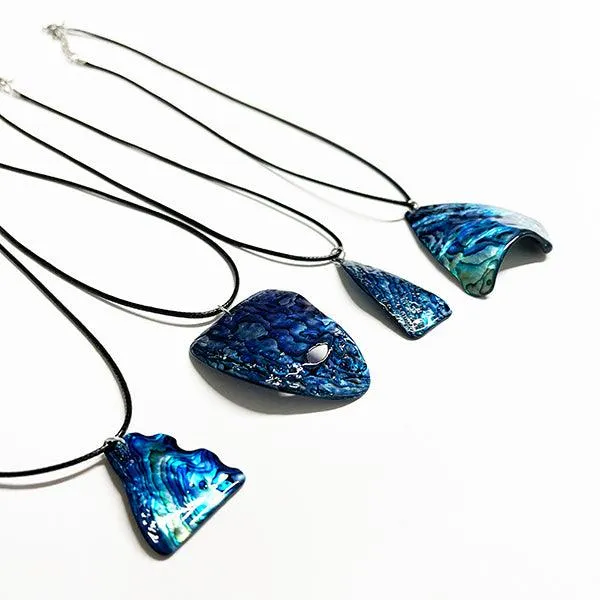 Affordable Paua Freeform Necklace on Cord with Clasp