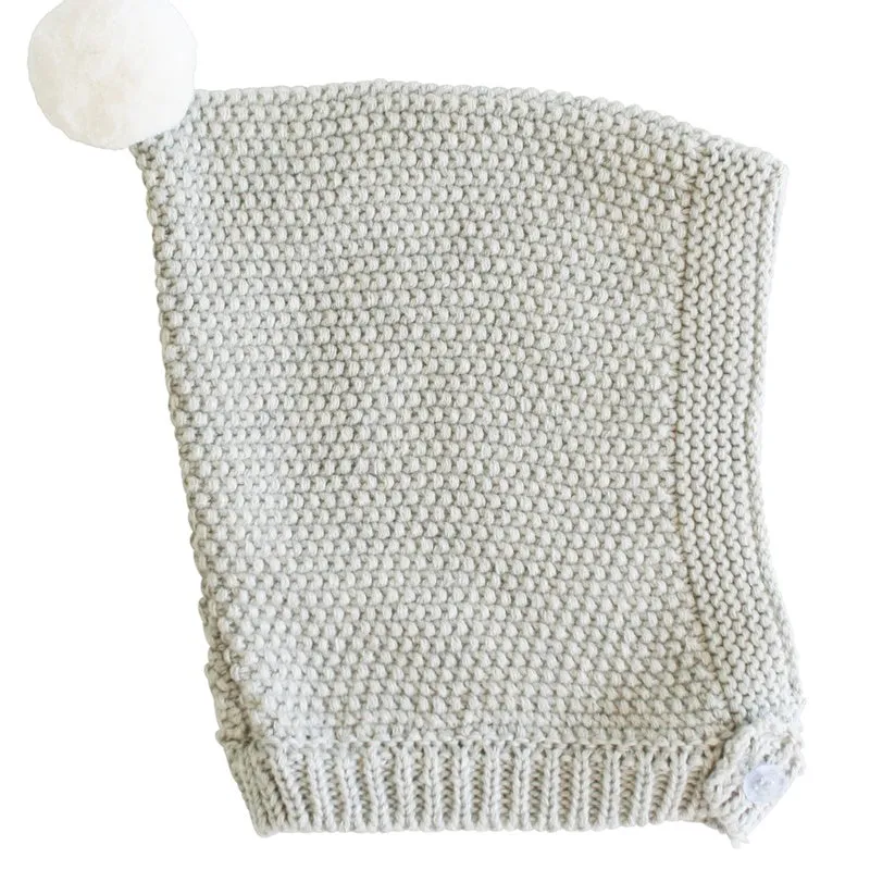 Alimrose - Pom Pom Pixie Hat - Grey & White