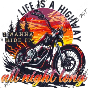 All Night Long Bike DTF Transfer