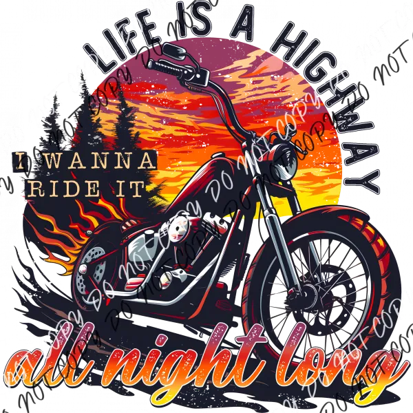 All Night Long Bike DTF Transfer