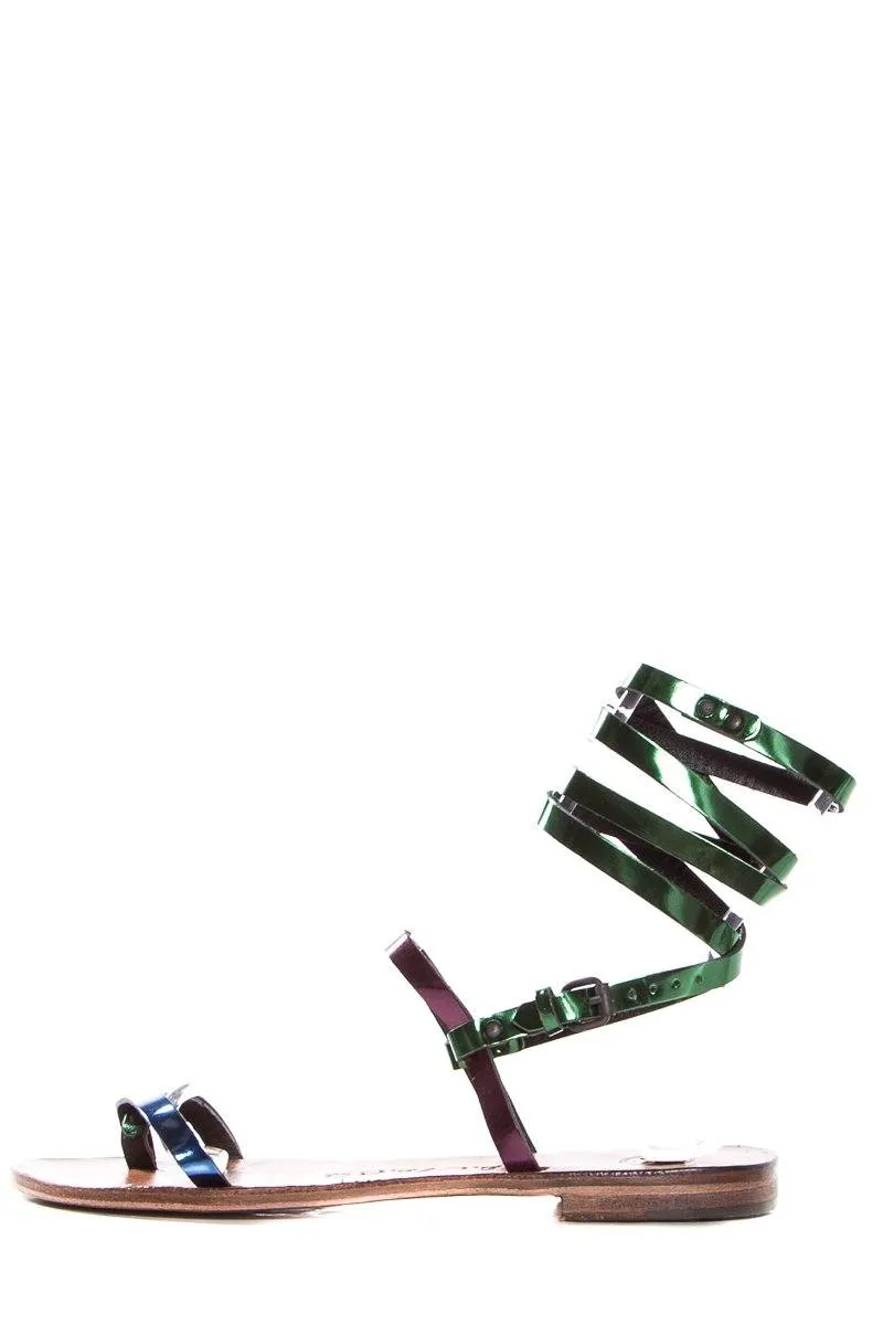 Alvaro Gonzalez Multicolored Metallic Leather Sandals SZ 39 NWT SALE