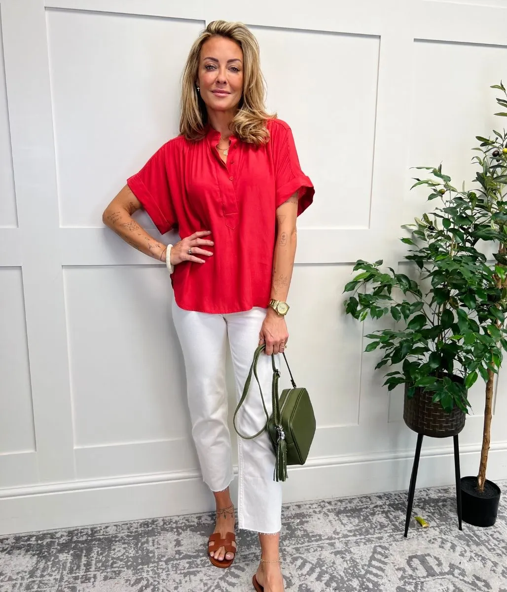 Anika Oversized Short Sleeve Blouse