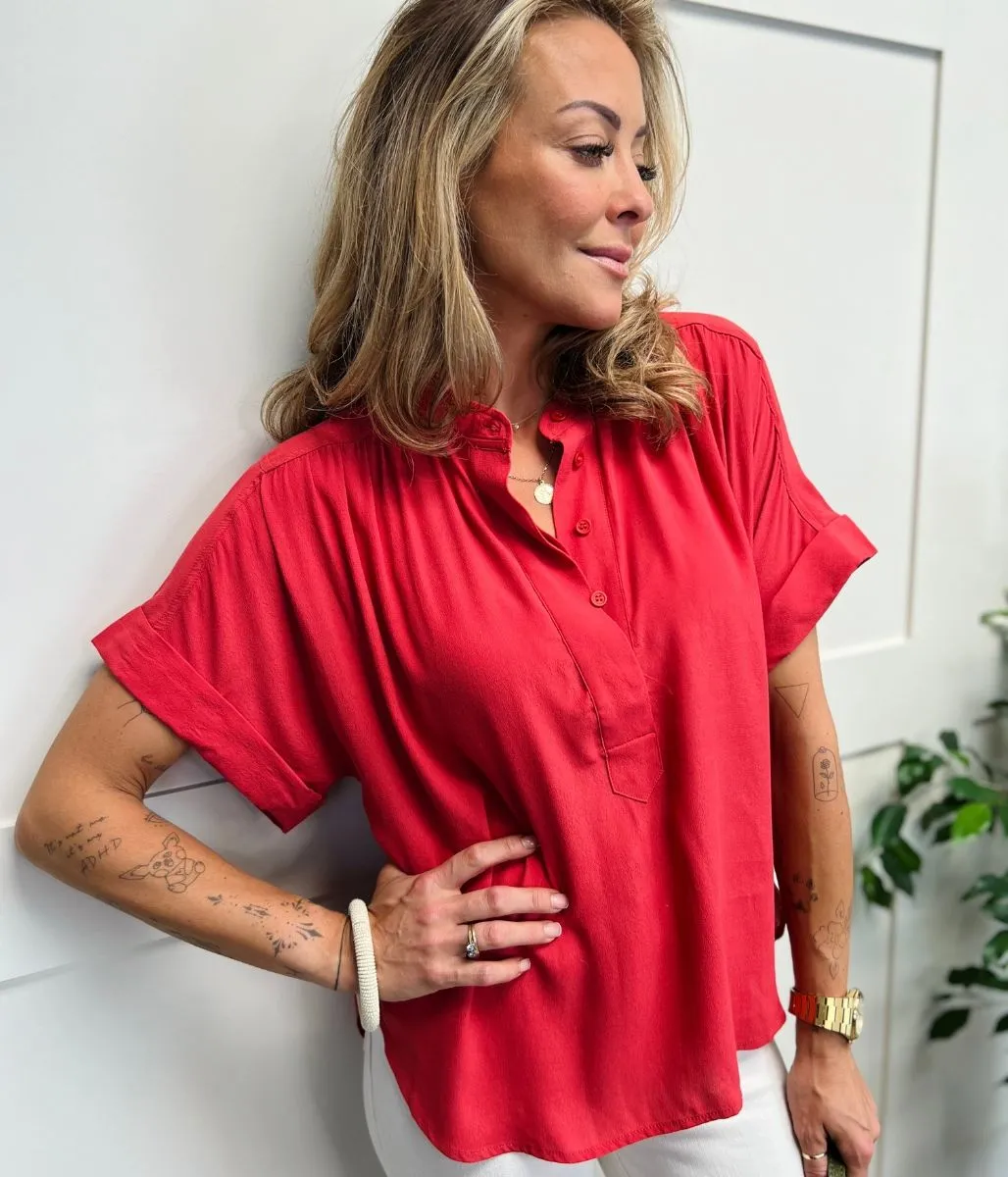 Anika Oversized Short Sleeve Blouse