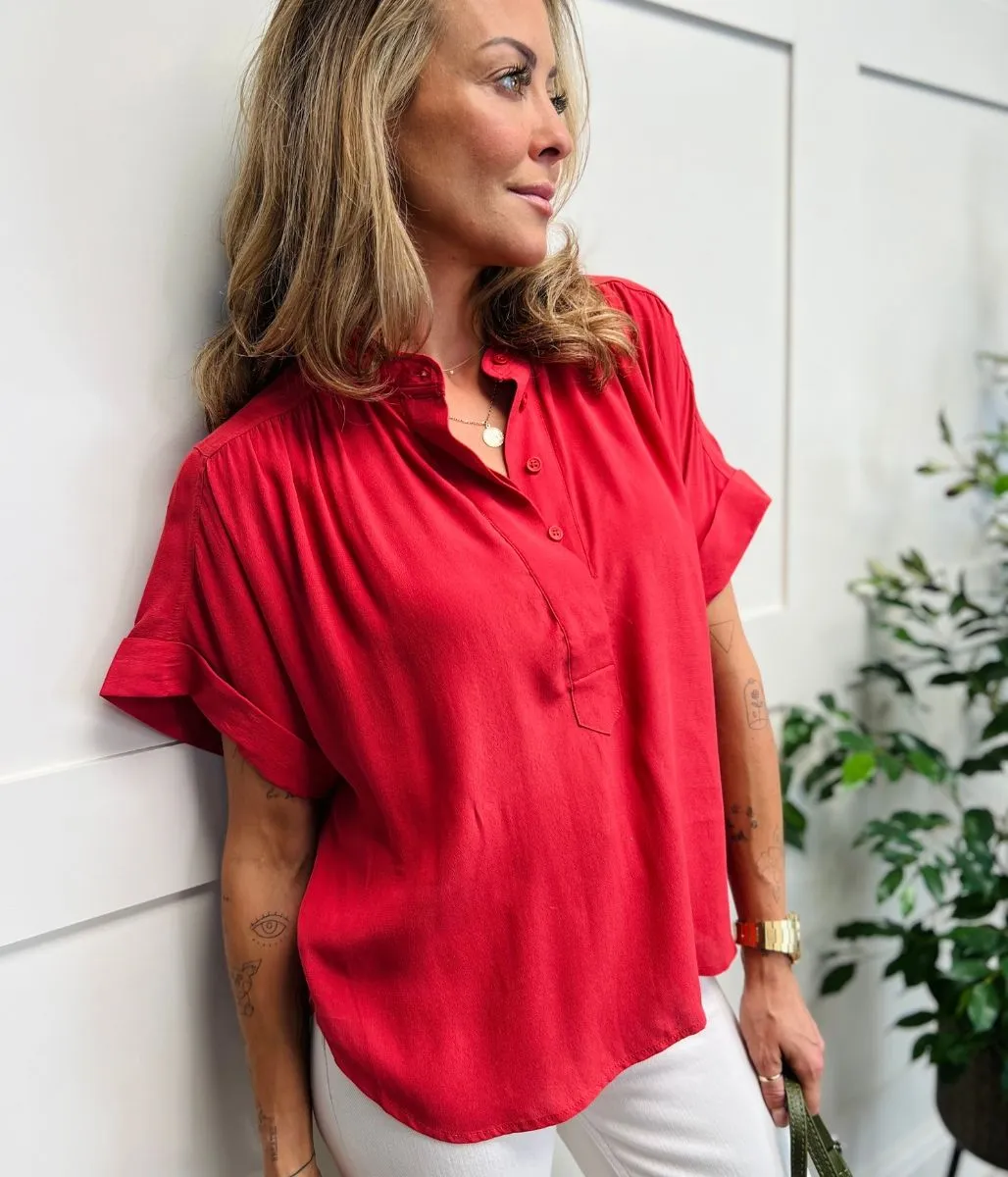 Anika Oversized Short Sleeve Blouse