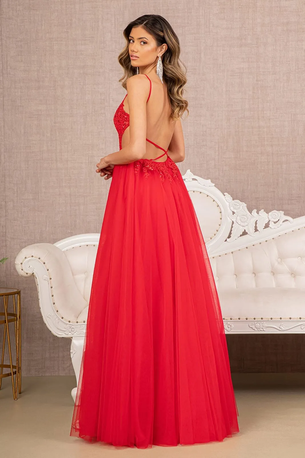 Applique Sleeveless A-line Gown by Elizabeth K GL3152