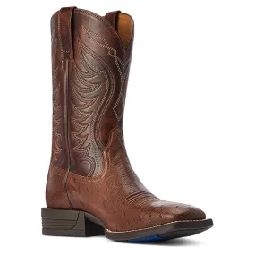 Ariat Men's Reckoning Dark Tabac Smooth Quill Ostrich Square Toe Exotic Western Boots 10042473