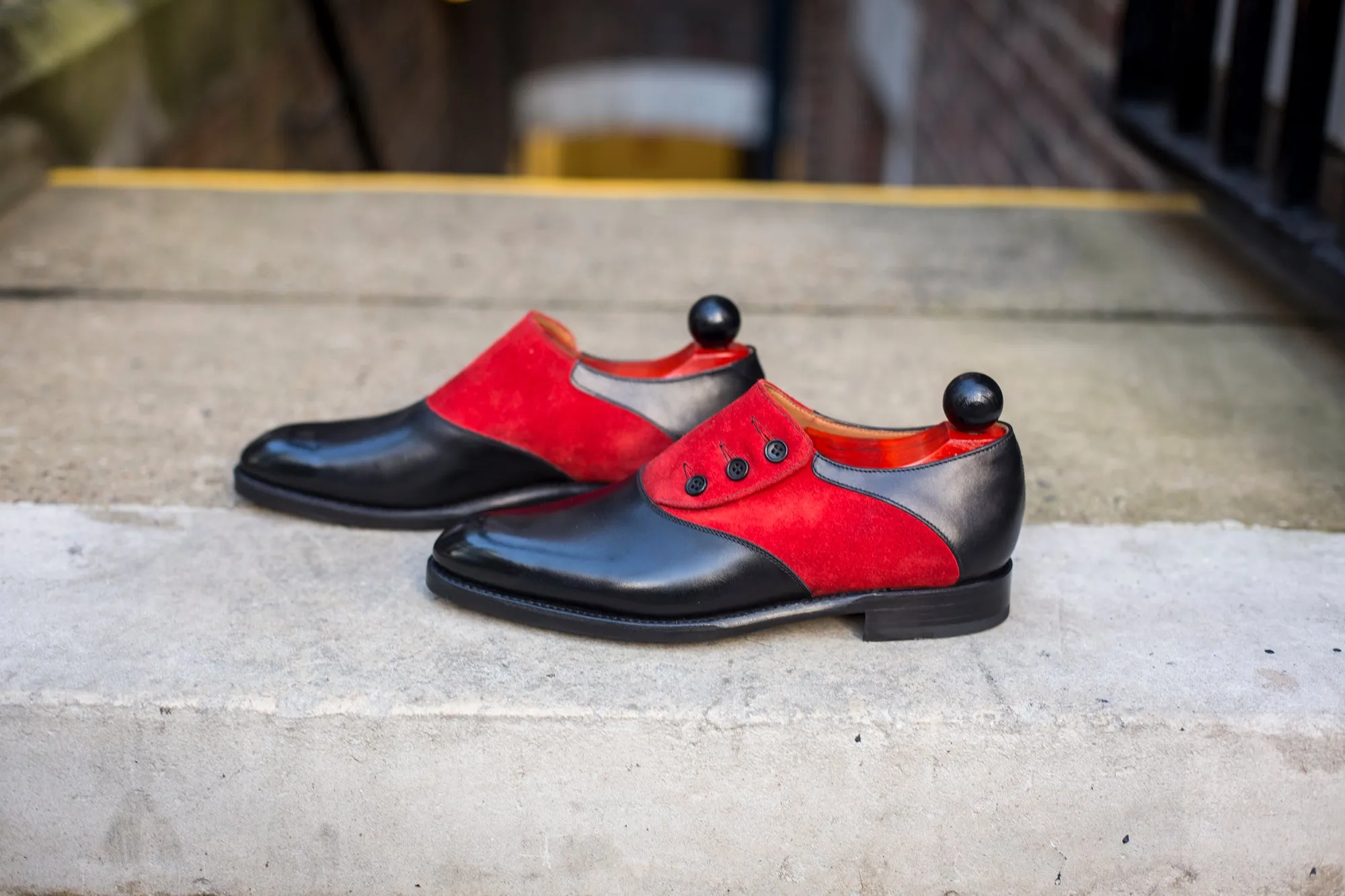 Aurora - MTO - Black Calf / Red Suede - NGT Last - Single Leather Sole