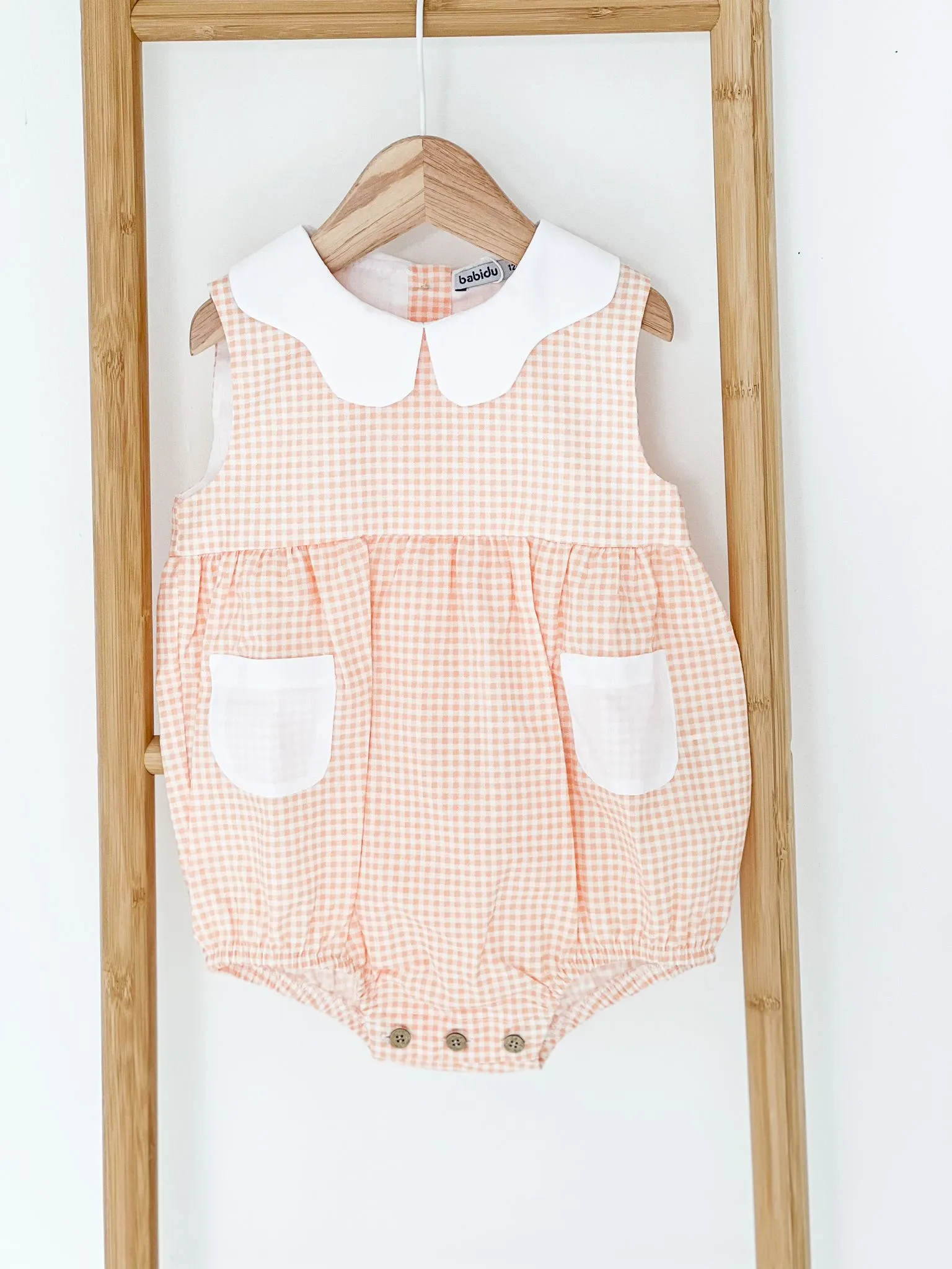 Babidu Orange Gingham Romper