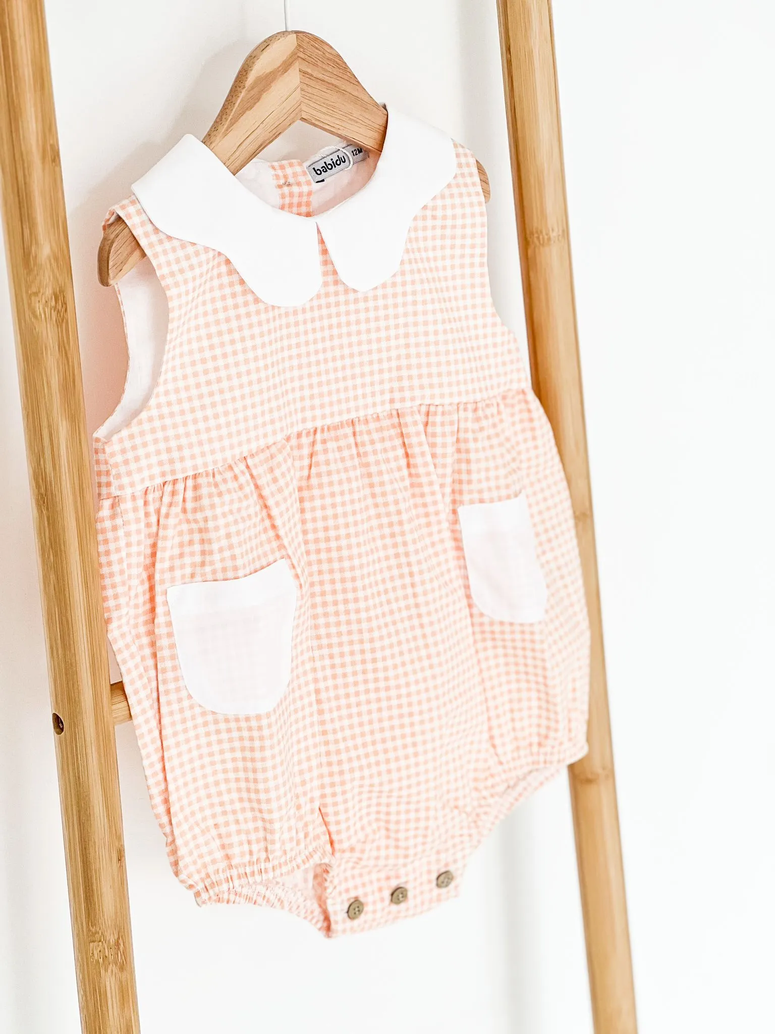 Babidu Orange Gingham Romper