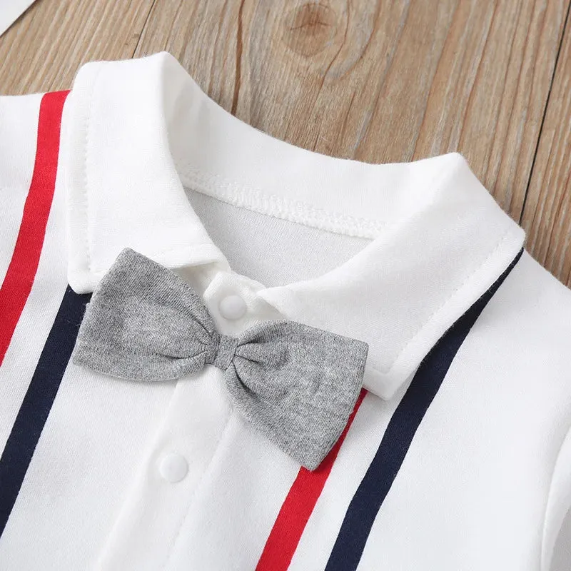 Baby Boy Gentleman Formal Bowtie Rompers