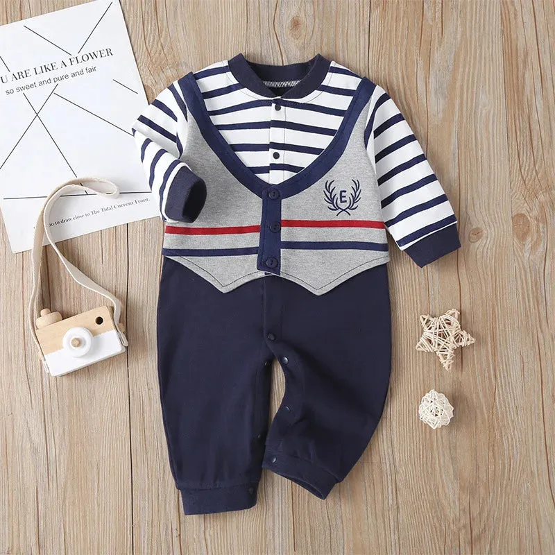 Baby Boy Gentleman Formal Bowtie Rompers