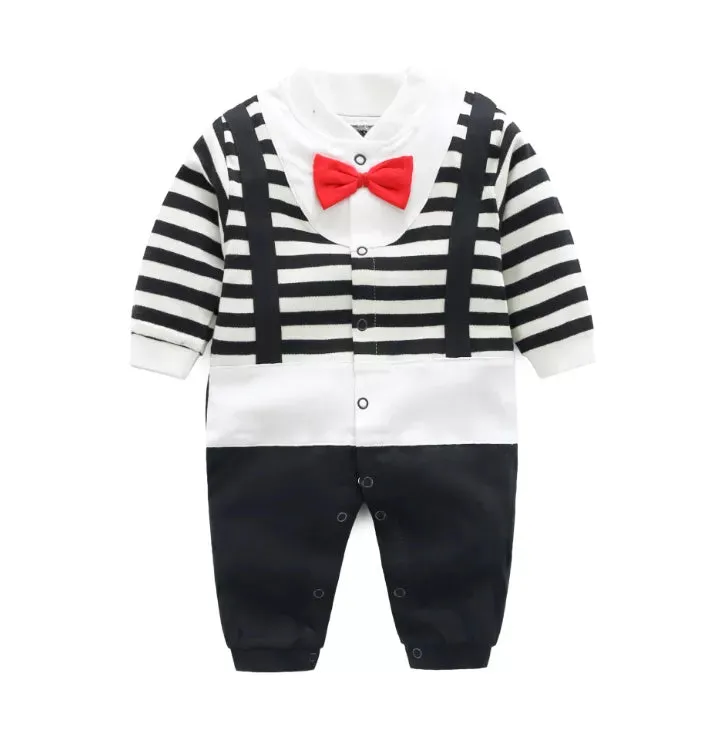 Baby Boy Gentleman Formal Bowtie Rompers