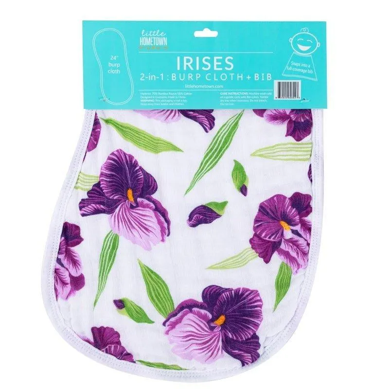 Baby Burp Cloth & Bib Combo: Iris