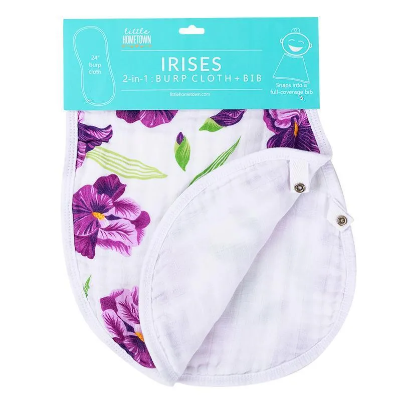 Baby Burp Cloth & Bib Combo: Iris