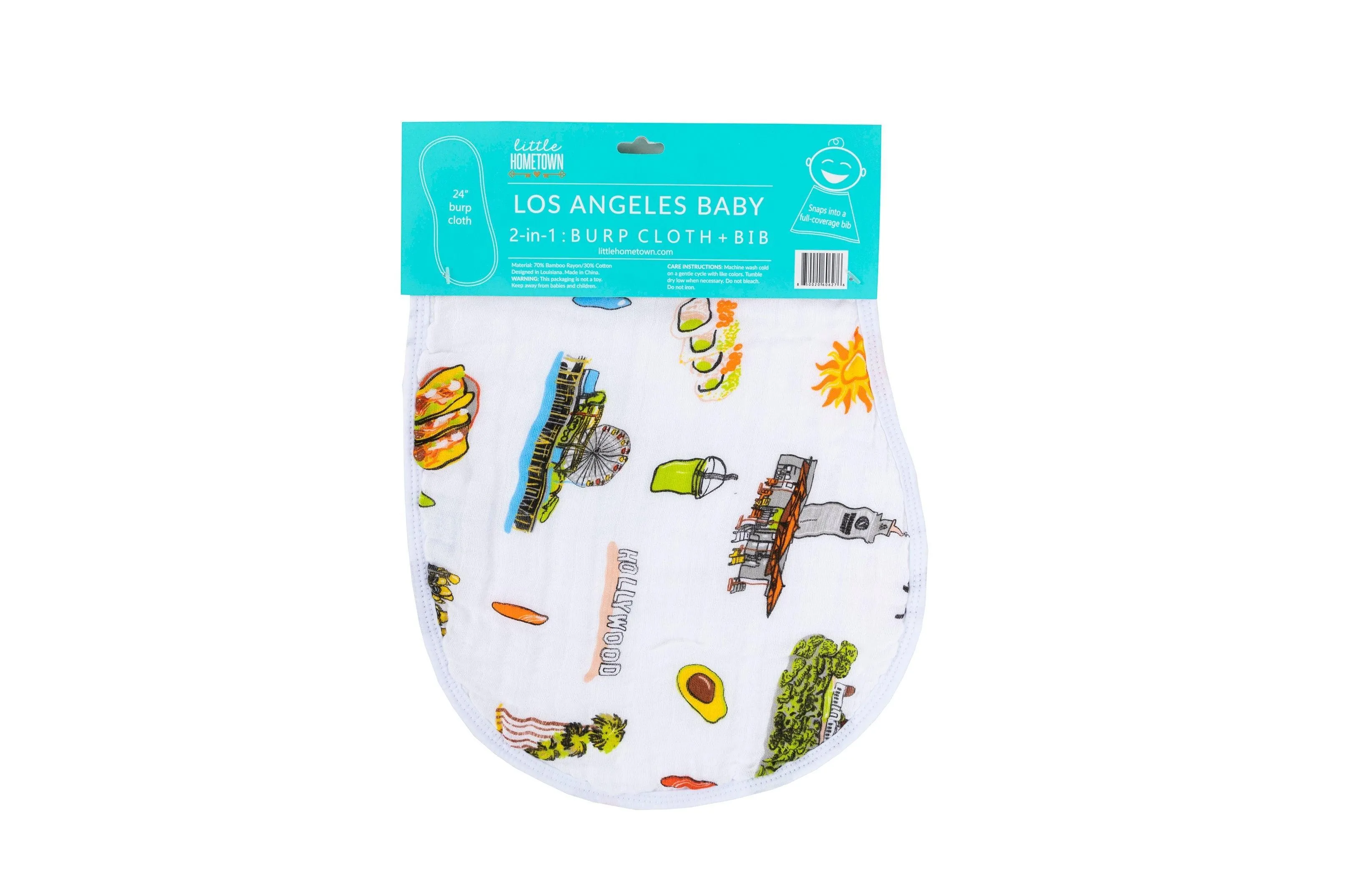 Baby Burp Cloth & Bib Combo: Los Angeles Baby