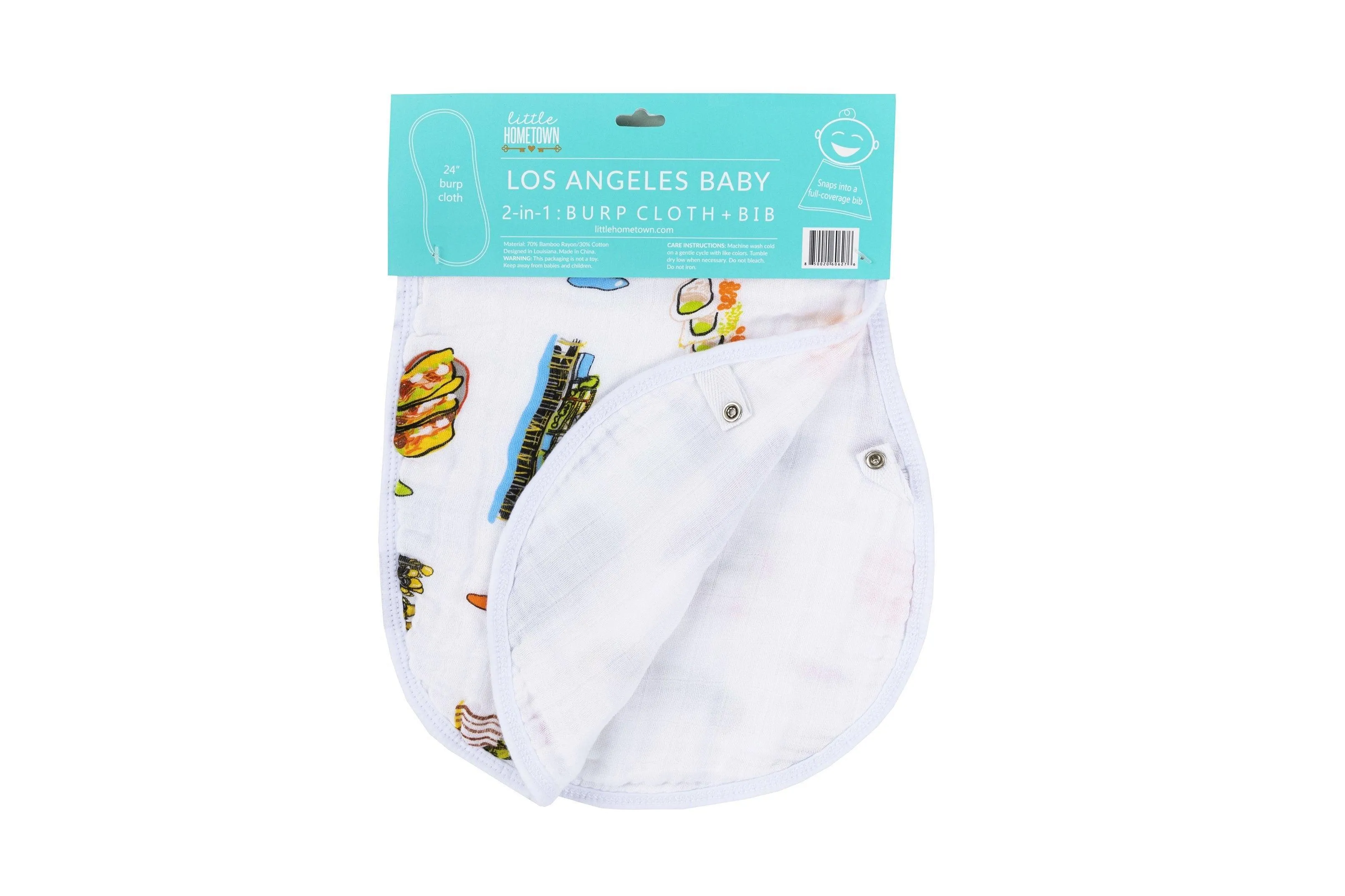 Baby Burp Cloth & Bib Combo: Los Angeles Baby