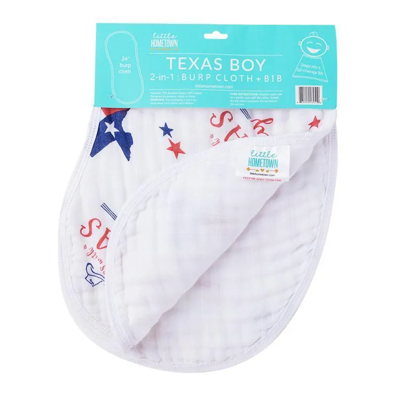 Baby Burp Cloth & Bib Combo: Texas Boy