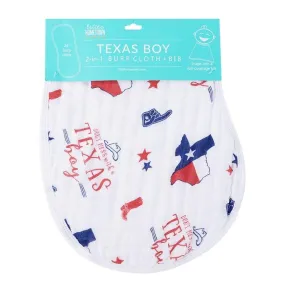 Baby Burp Cloth & Bib Combo: Texas Boy