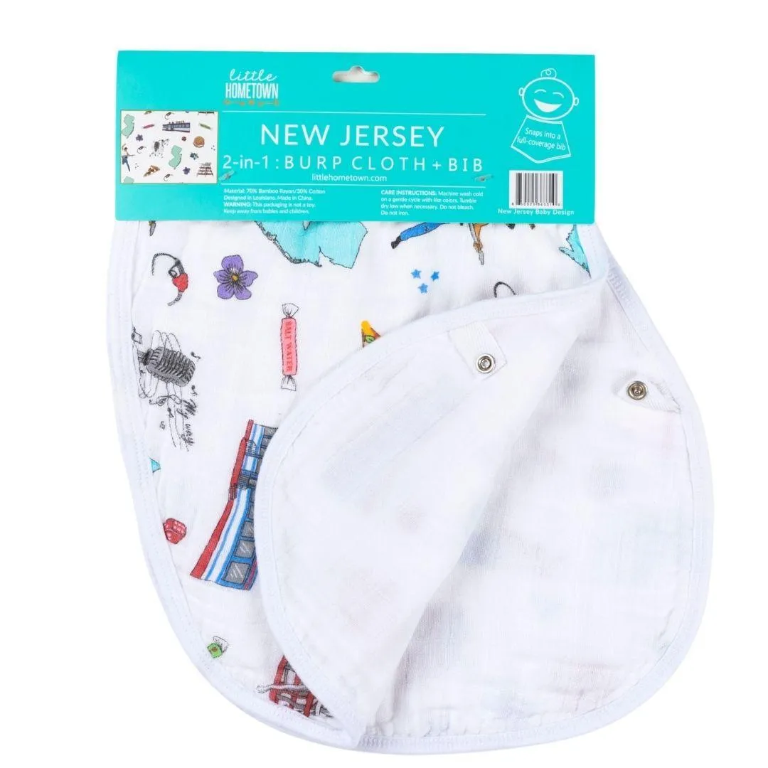 Baby Burp Cloth and Wraparound Bib (New Jersey Baby)