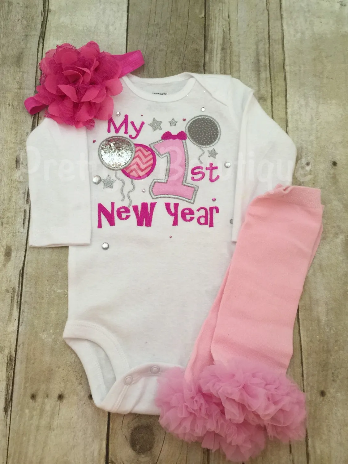 Baby girl 1st New Year's Shirt or bodysuit, legwarmers and headband.  ADD name for NO CHARGE 2016