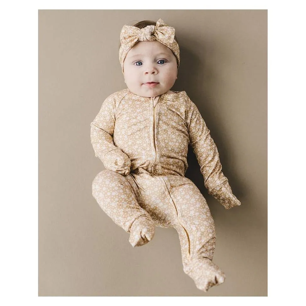 bamboo natural garden zip romper