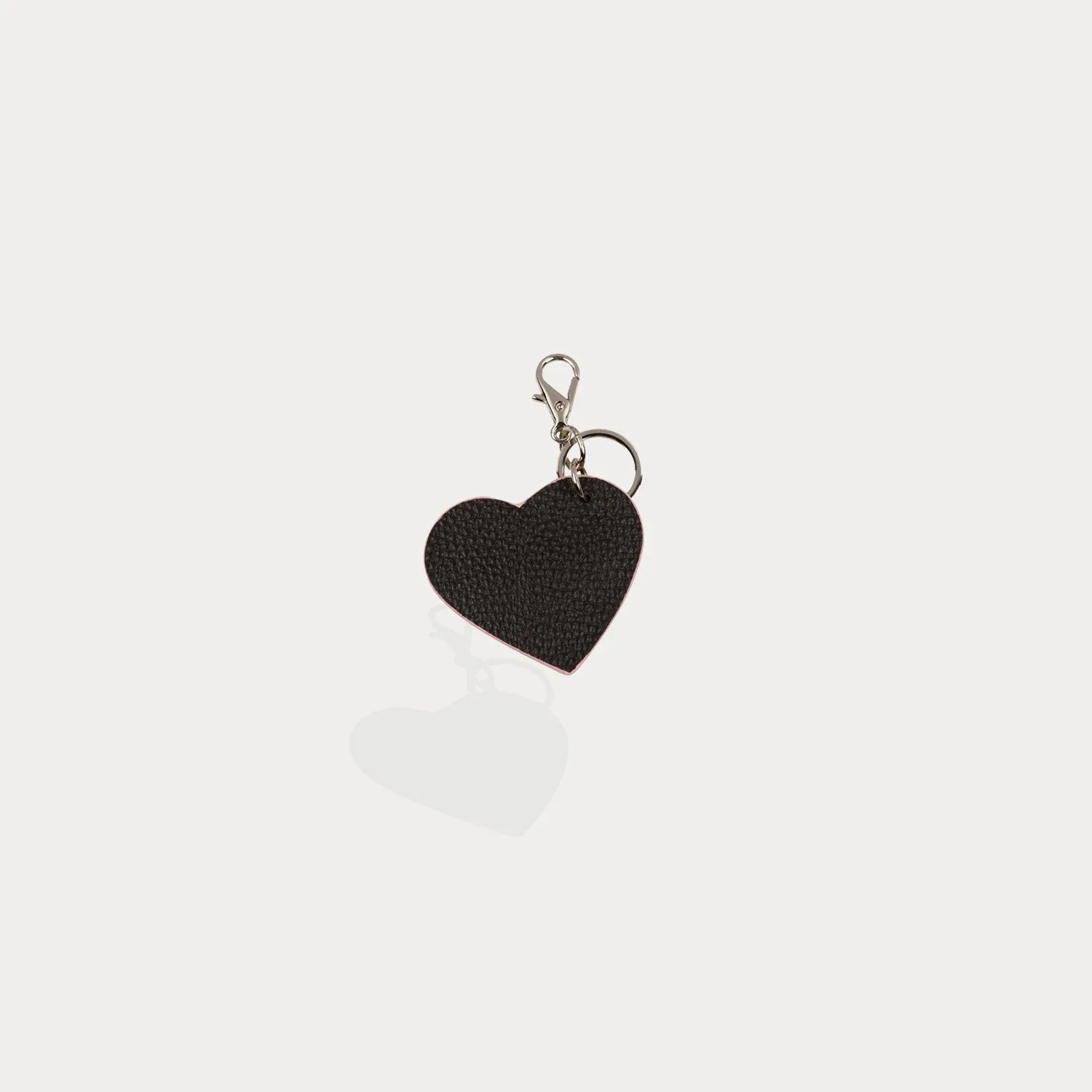 Bandolier Pebble Leather Heart Keychain - Black/Pink/Silver