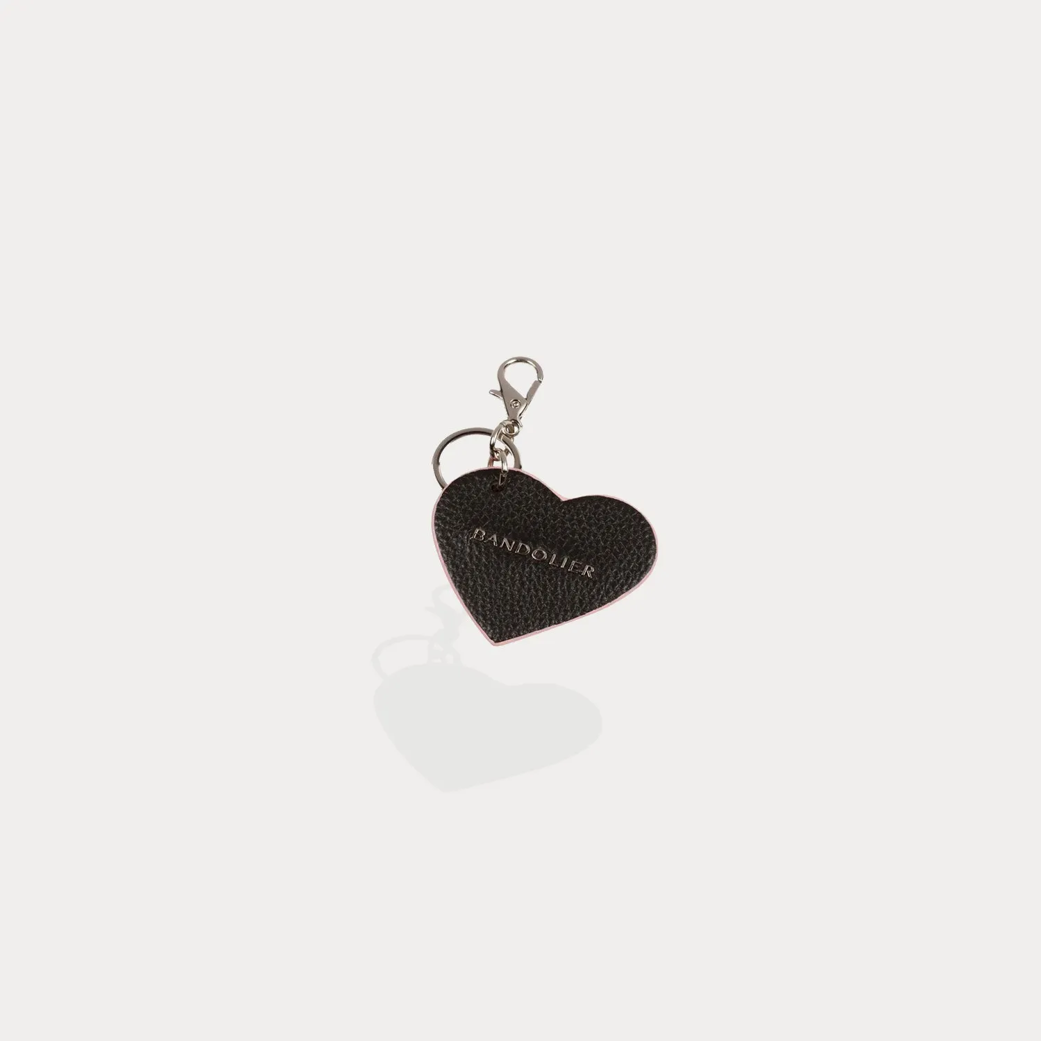 Bandolier Pebble Leather Heart Keychain - Black/Pink/Silver