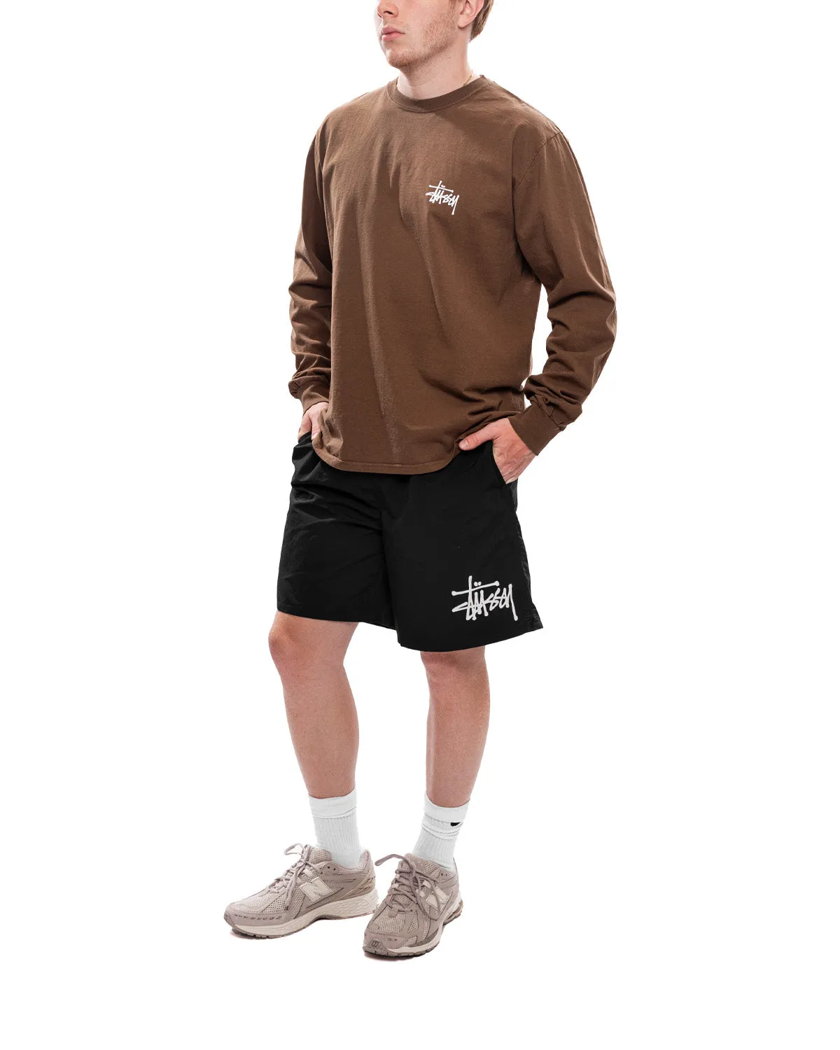 Basic Stussy Pigment Dyed LS Tee 'Brown'