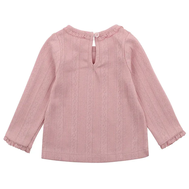 Bebe - Dusty Pink Pointelle LS Tee