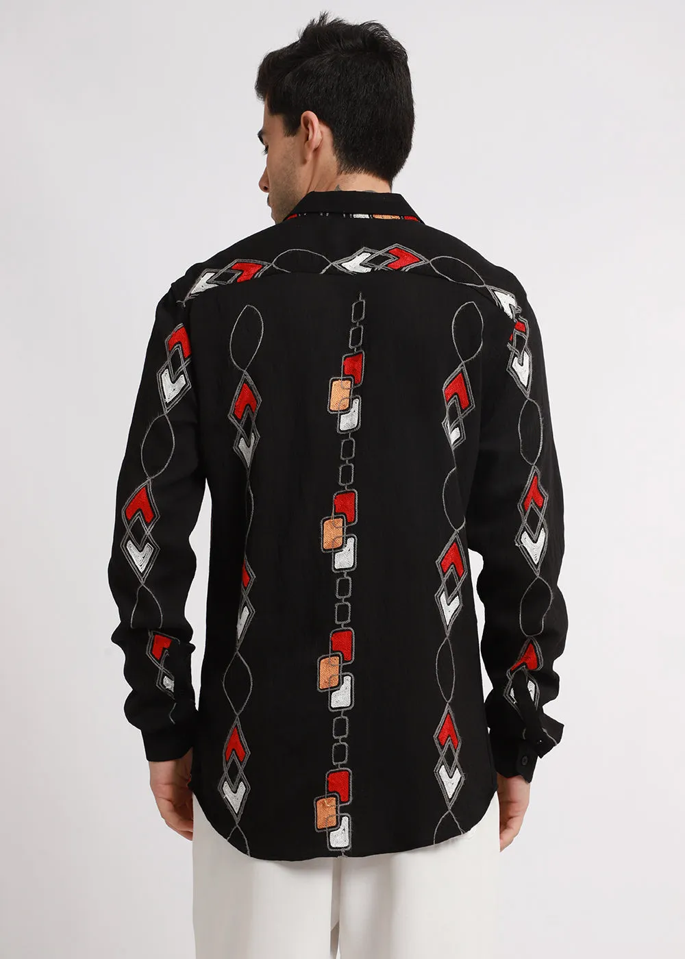 Black Abstract Embroidered Shirt