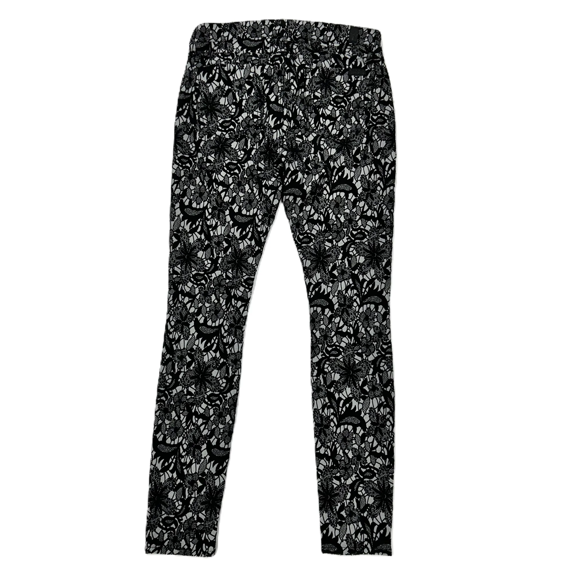 Black & Grey Pants Designer By 7 For All Mankind, Size: 6