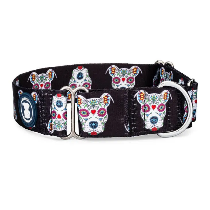 Black 'sugar Skull' Collar -  Pittie Clothing Co.