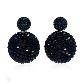 Blackberry and indigo hand beaded earrings