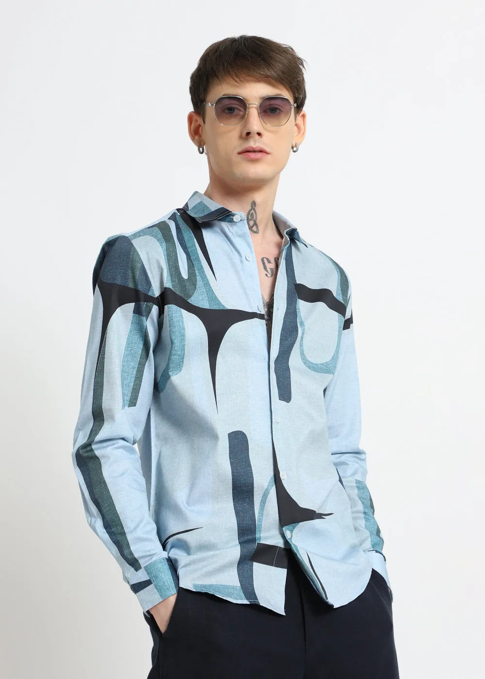 Blue Abstract Printed Shirt