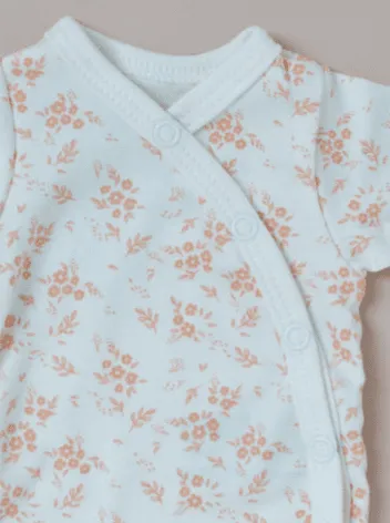 Bodysuit, Apricot Floral, Premium 100% Organic Cotton