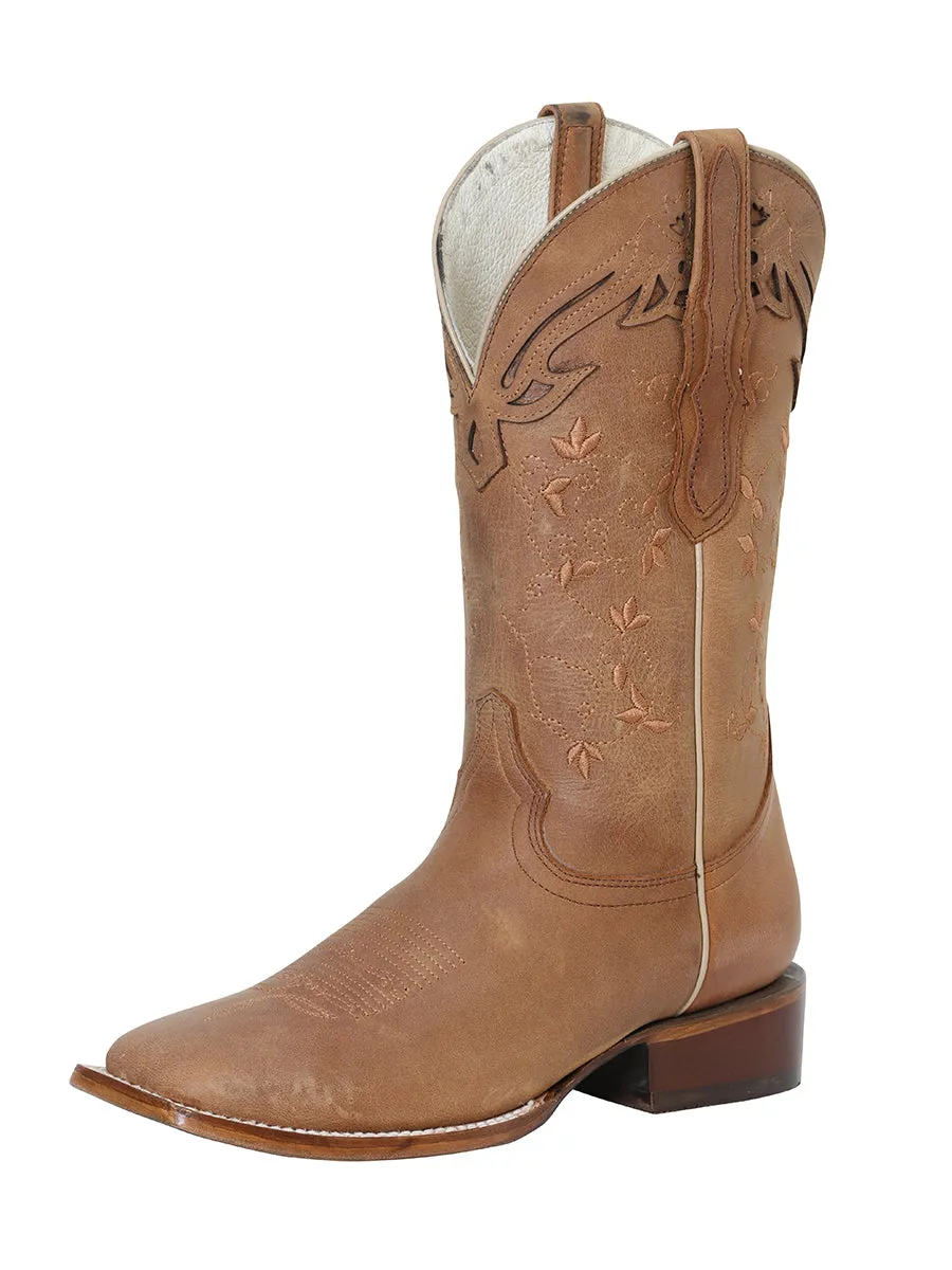 Botas Vaqueras Rodeo Clasicas de Piel Genuina para Mujer 'The Red Rose of Texas' - ID: 42258