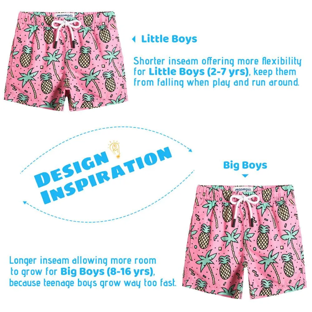 Boys Red Cute Dinosaur Swim Trunk