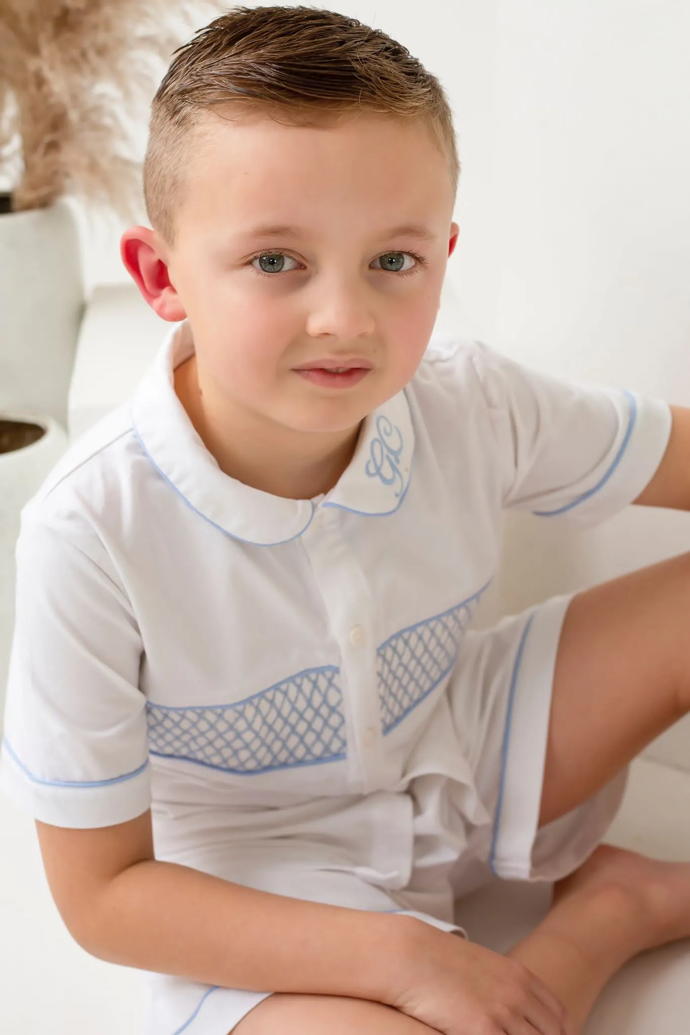 Boys Smocked Short Sleeve And Leg Pyjamas