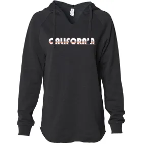 California 70's White Stripes Women's Soft Hooded Pullover