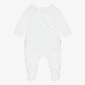 Carrément Beau Baby Girls Stars Velour Babygrow